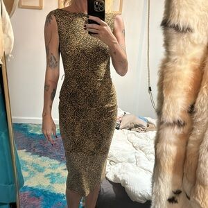 Vintage inspired Bettie Page leopard dress sz 0/2